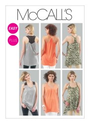 6459 STRAPPY LOOSE CONTRAST PANEL TUNIC TOPS PATTERN 18W-24W